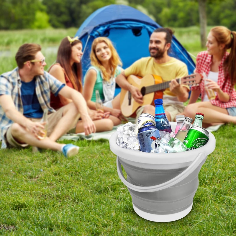 BIDFUL Collapsible Mop Bucket and Ice Bucket-5L(1.3 Gallon) Household Cleaning Silicone Dust Mops Bucket with no Wringer Set Portable Bathroom Cleaning Supplies Bucket for Cleaning Caddy Spin Mops for Floor - Image 4